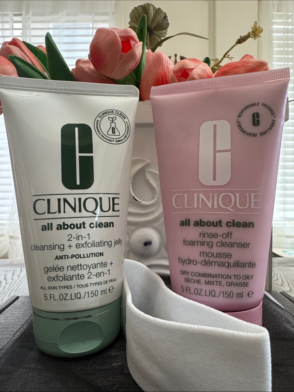 #218 CLINIQUE All About Clean Full-Size Duo: Exfoliating & Foaming Cleansers NEW